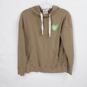 Jungmaven Hoodie Mens Medium Brown Hemp Leaf Blend Casual Embroidered USA